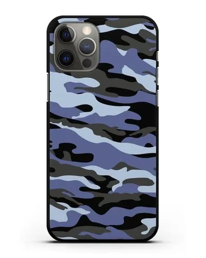 Чехол с рисунком камуфляж синий силиконовый для iPhone 12 Pro