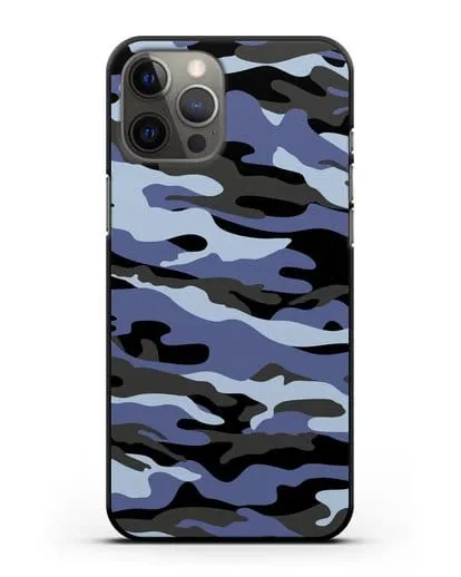 Чехол с рисунком камуфляж синий силиконовый для iPhone 12 Pro Max