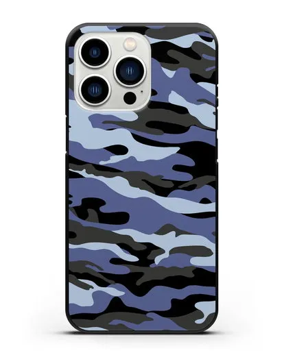 Чехол с рисунком камуфляж синий силиконовый для iPhone 13 Pro