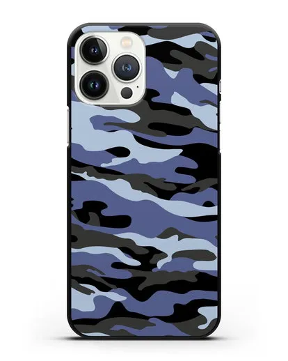 Чехол с рисунком камуфляж синий силиконовый для iPhone 13 Pro Max