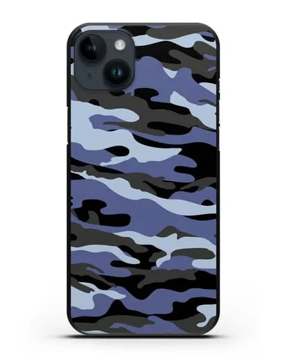Чехол с рисунком камуфляж синий силиконовый для iPhone 14 Plus