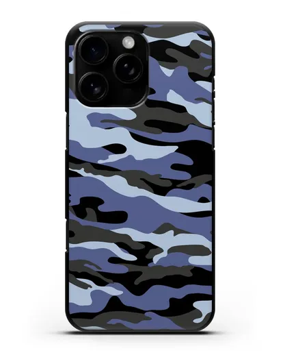 Чехол с рисунком камуфляж синий силиконовый для iPhone 16 Pro Max