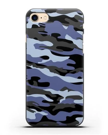 Чехол с рисунком камуфляж синий силиконовый для iPhone 7