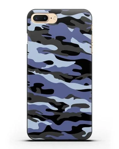 Чехол с рисунком камуфляж синий силиконовый для iPhone 7 Plus