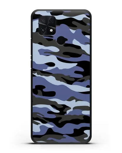 Чехол с рисунком камуфляж синий силиконовый для Xiaomi Poco C40