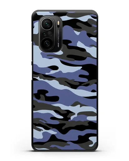 Чехол с рисунком камуфляж синий силиконовый для Xiaomi Poco F3 Pro