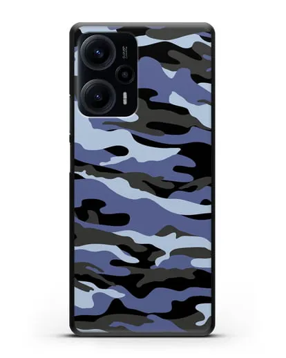Чехол с рисунком камуфляж синий силиконовый для Xiaomi Poco F5