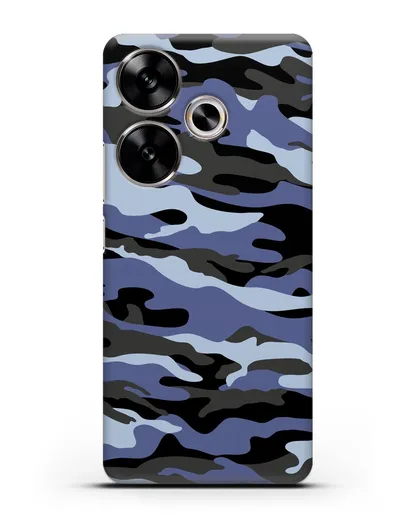 Чехол с рисунком камуфляж синий силиконовый для Xiaomi Poco F6