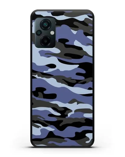 Чехол с рисунком камуфляж синий силиконовый для Xiaomi Poco M5