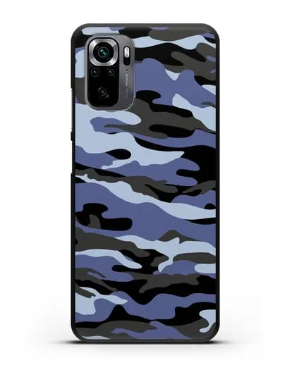 Чехол с рисунком камуфляж синий силиконовый для Xiaomi Poco M5s