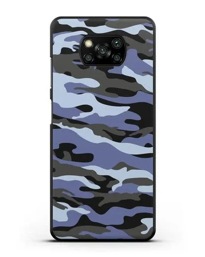 Чехол с рисунком камуфляж синий силиконовый для Xiaomi Poco X3
