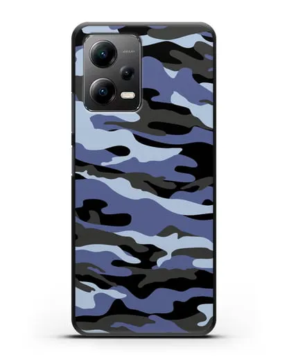Чехол с рисунком камуфляж синий силиконовый для Xiaomi Poco X5