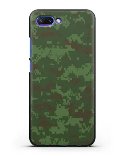 Чехол с армейским рисунком камуфляж зеленый пиксель силиконовый для Honor 10