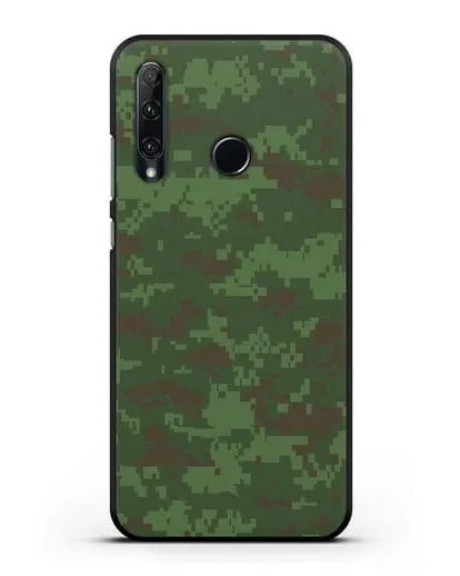 Чехол с армейским рисунком камуфляж зеленый пиксель силиконовый для Honor 20e