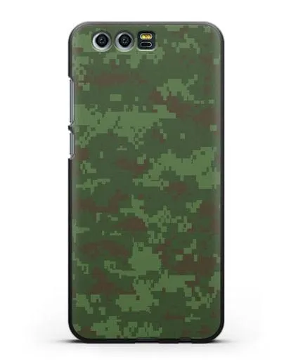 Чехол с армейским рисунком камуфляж зеленый пиксель силиконовый для Honor 9