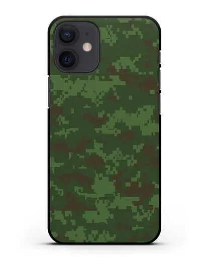 Чехол с армейским рисунком камуфляж зеленый пиксель силиконовый для iPhone 12 mini
