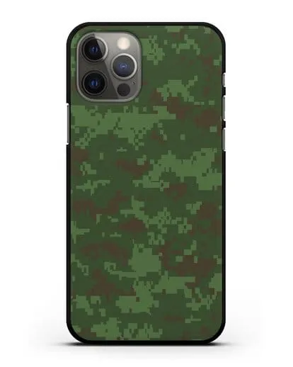 Чехол с армейским рисунком камуфляж зеленый пиксель силиконовый для iPhone 12 Pro
