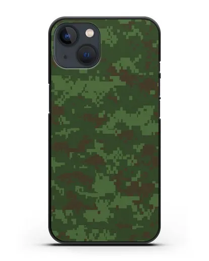 Чехол с армейским рисунком камуфляж зеленый пиксель силиконовый для iPhone 13 Mini