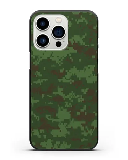 Чехол с армейским рисунком камуфляж зеленый пиксель силиконовый для iPhone 13 Pro