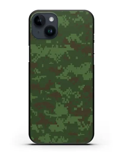 Чехол с армейским рисунком камуфляж зеленый пиксель силиконовый для iPhone 14 Plus