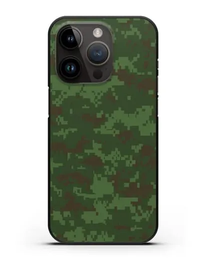 Чехол с армейским рисунком камуфляж зеленый пиксель силиконовый для iPhone 14 Pro