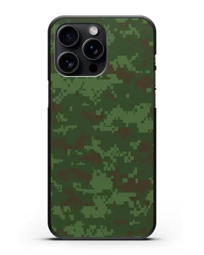 Чехол с армейским рисунком камуфляж зеленый пиксель силиконовый для iPhone 15 Pro Max