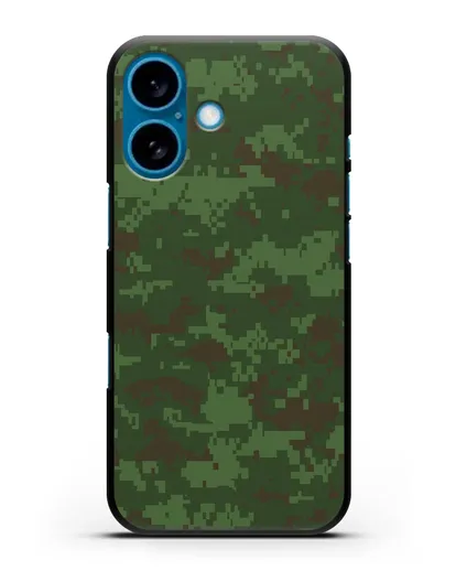 Чехол с армейским рисунком камуфляж зеленый пиксель силиконовый для iPhone 16