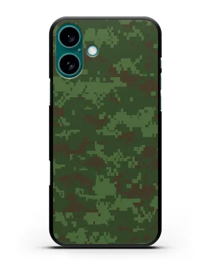Чехол с армейским рисунком камуфляж зеленый пиксель силиконовый для iPhone 16 Plus