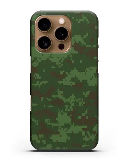 Чехол с армейским рисунком камуфляж зеленый пиксель силиконовый для iPhone 16 Pro