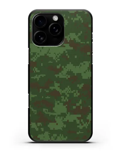 Чехол с армейским рисунком камуфляж зеленый пиксель силиконовый для iPhone 16 Pro Max