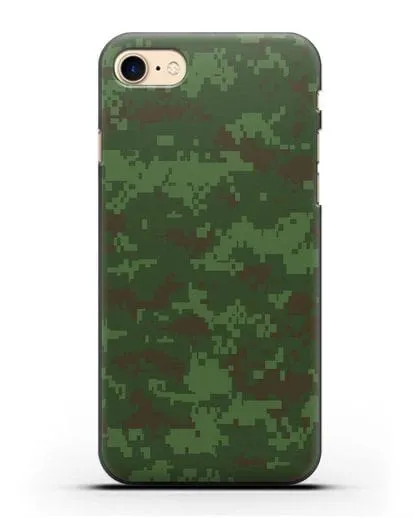 Чехол с армейским рисунком камуфляж зеленый пиксель силиконовый для iPhone 8