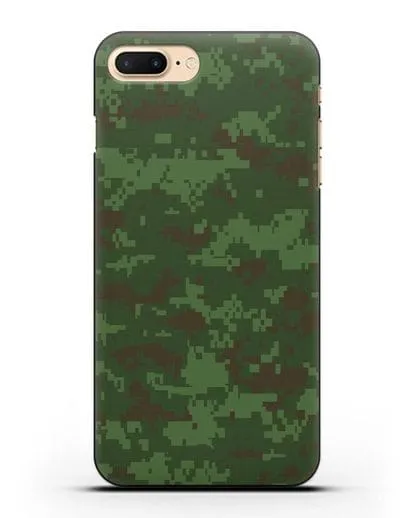 Чехол с армейским рисунком камуфляж зеленый пиксель силиконовый для iPhone 7 Plus