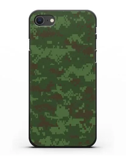Чехол с армейским рисунком камуфляж зеленый пиксель силиконовый для iPhone SE 2020