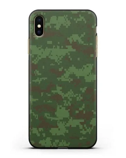 Чехол с армейским рисунком камуфляж зеленый пиксель силиконовый для iPhone XS Max