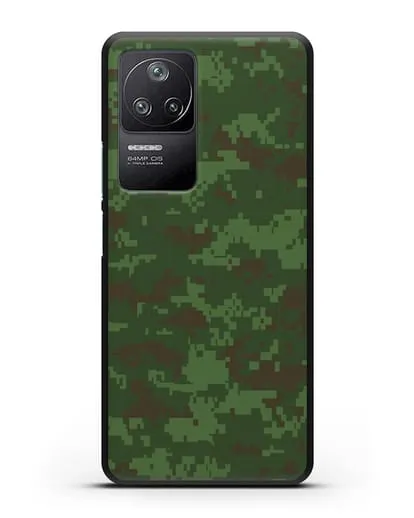 Чехол с армейским рисунком камуфляж зеленый пиксель силиконовый для Xiaomi Poco F4