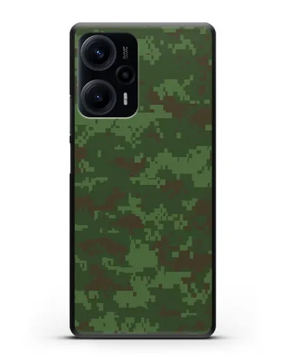 Чехол с армейским рисунком камуфляж зеленый пиксель силиконовый для Xiaomi Poco F5