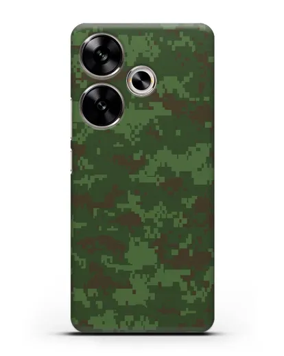 Чехол с армейским рисунком камуфляж зеленый пиксель силиконовый для Xiaomi Poco F6