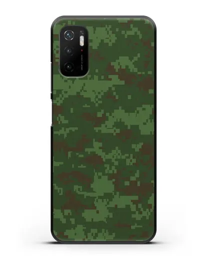 Чехол с армейским рисунком камуфляж зеленый пиксель силиконовый для Xiaomi Poco M3 Pro