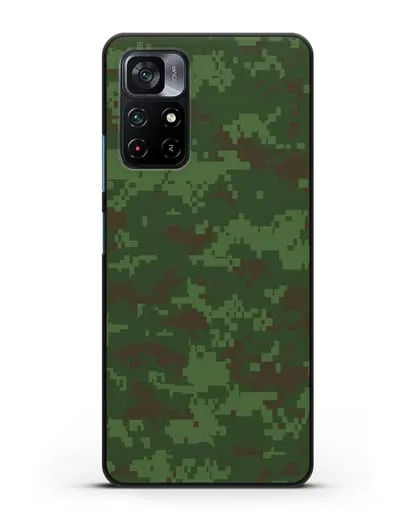 Чехол с армейским рисунком камуфляж зеленый пиксель силиконовый для Xiaomi Poco M4 Pro 5G