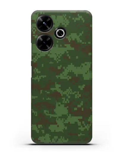 Чехол с армейским рисунком камуфляж зеленый пиксель силиконовый для Xiaomi Poco M6
