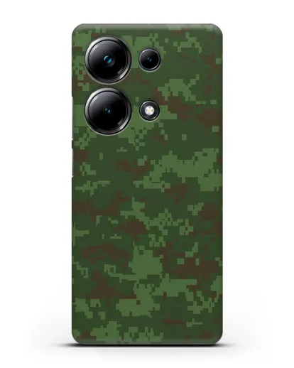 Чехол с армейским рисунком камуфляж зеленый пиксель силиконовый для Xiaomi Poco M6 Pro