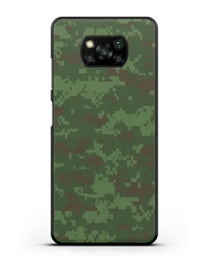 Чехол с армейским рисунком камуфляж зеленый пиксель силиконовый для Xiaomi Poco X3