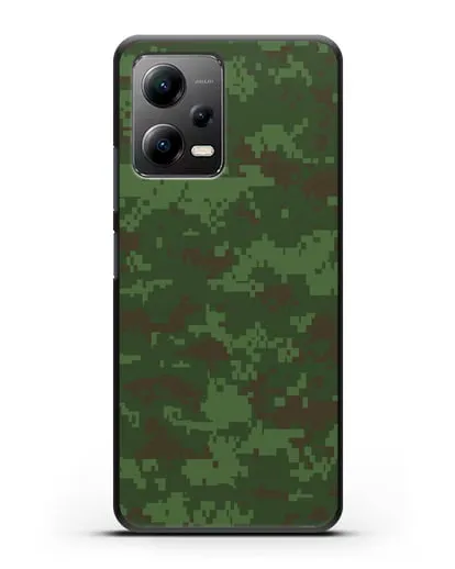 Чехол с армейским рисунком камуфляж зеленый пиксель силиконовый для Xiaomi Poco X5