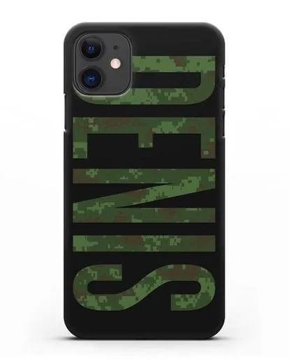 Чехол с именем, фамилией камуфляж зеленый пиксель силиконовый для iPhone 11
