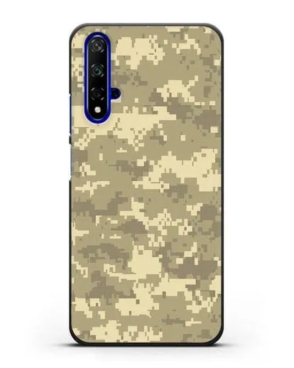 Чехол с армейским рисунком камуфляж песчаный пиксель силиконовый для Honor 20