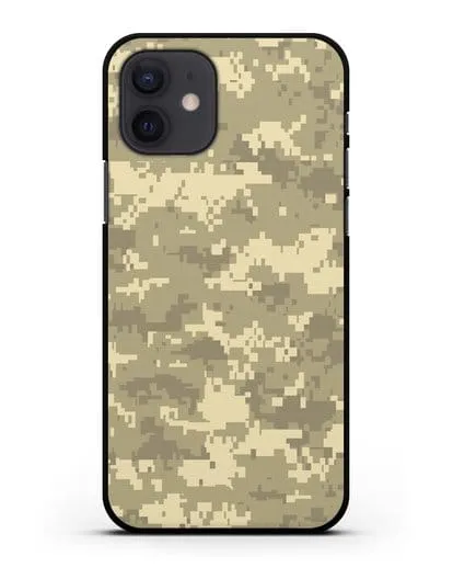 Чехол с армейским рисунком камуфляж песчаный пиксель силиконовый для iPhone 12