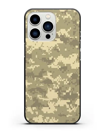 Чехол с армейским рисунком камуфляж песчаный пиксель силиконовый для iPhone 13 Pro