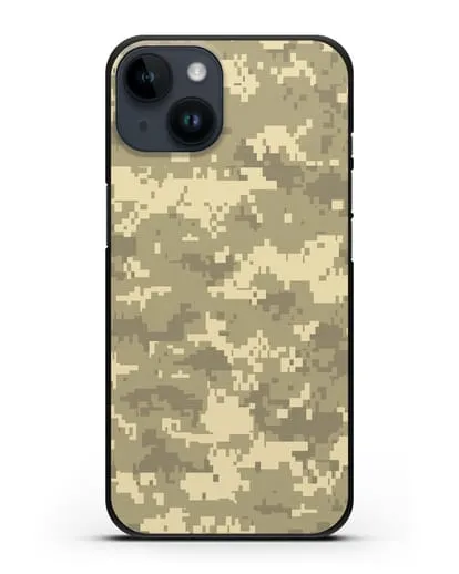 Чехол с армейским рисунком камуфляж песчаный пиксель силиконовый для iPhone 14