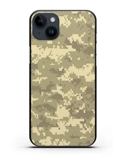 Чехол с армейским рисунком камуфляж песчаный пиксель силиконовый для iPhone 14 Plus