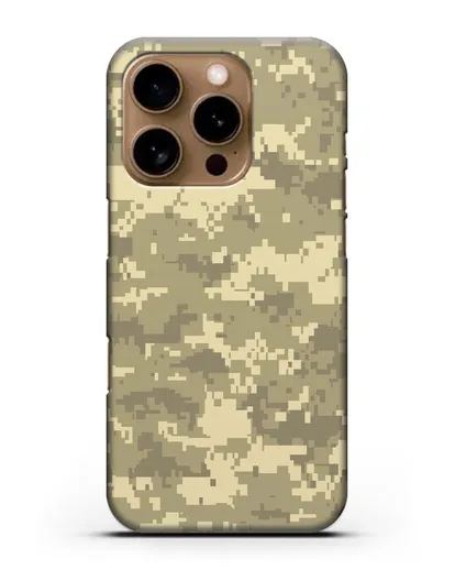 Чехол с армейским рисунком камуфляж песчаный пиксель силиконовый для iPhone 16 Pro